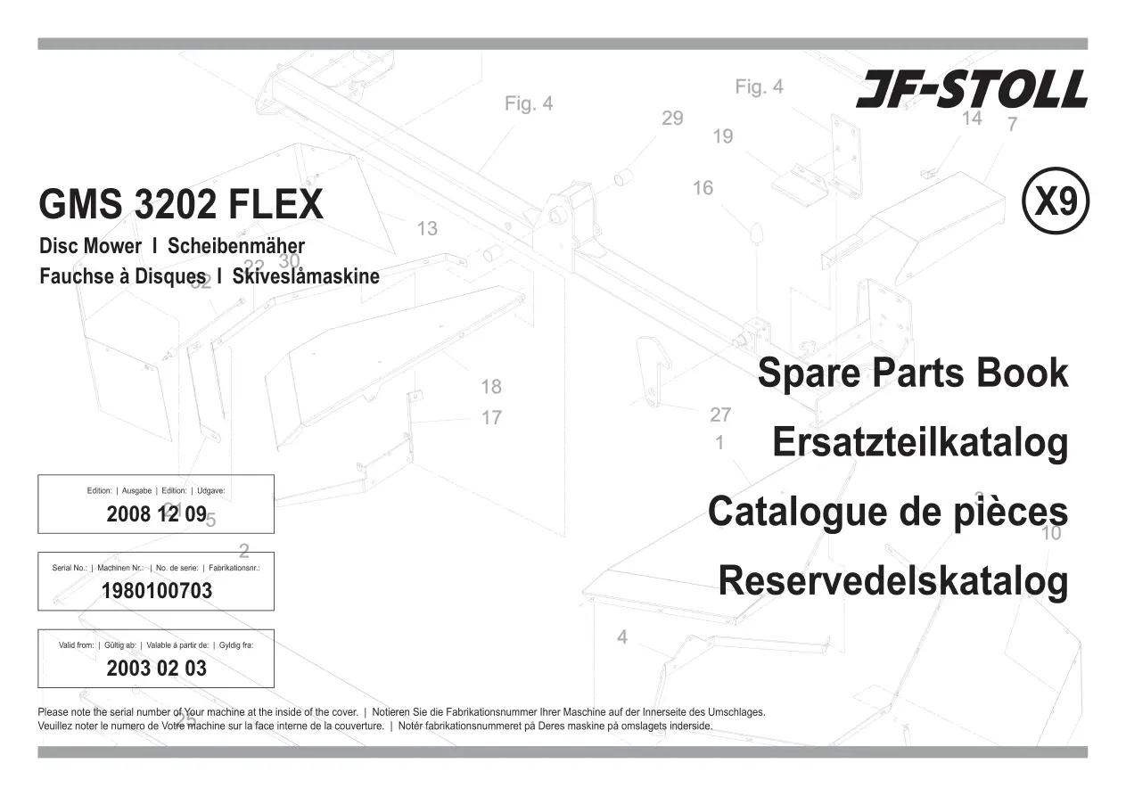 JF Stoll Gms 3202 Fl Mower Parts Manual