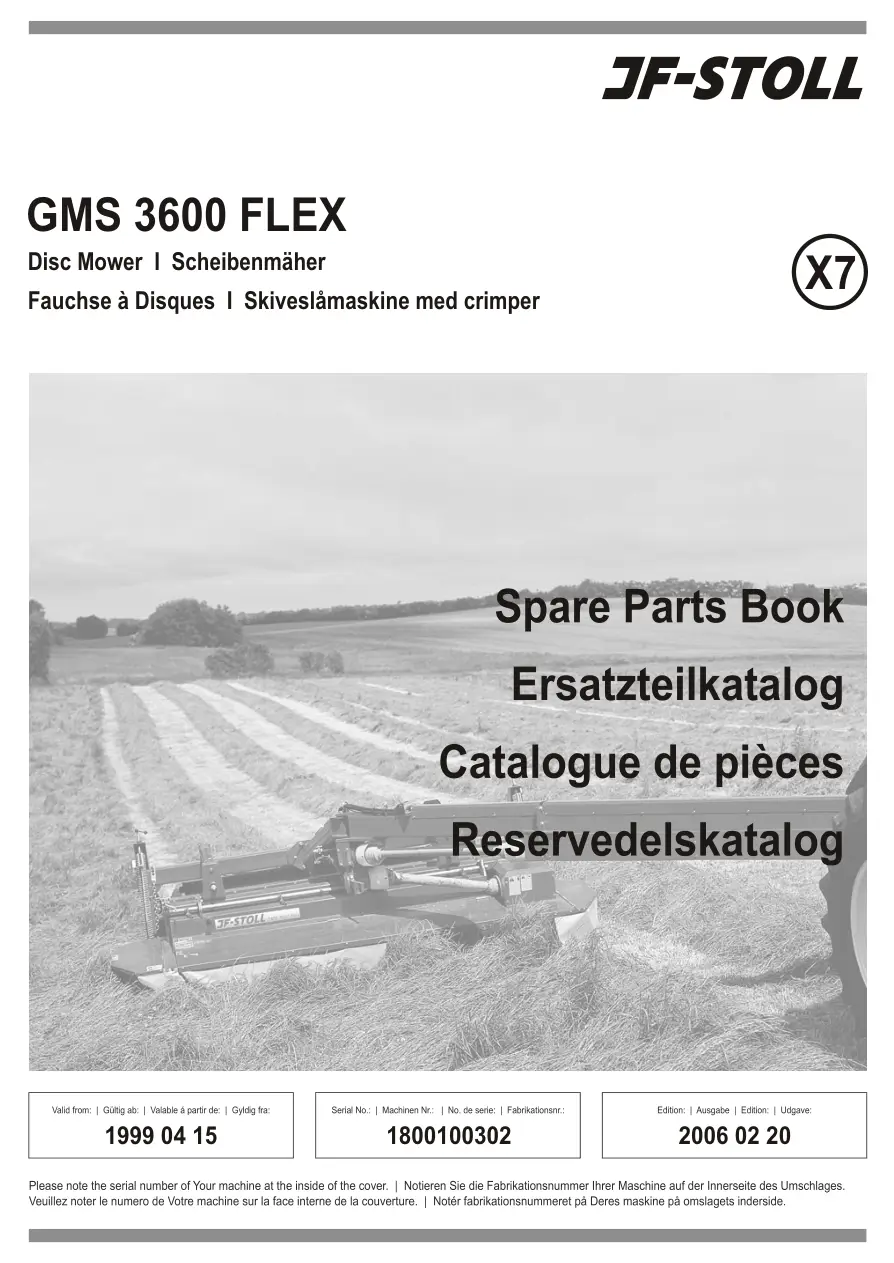 JF Stoll Gms 3600 Fl Mower Parts Manual