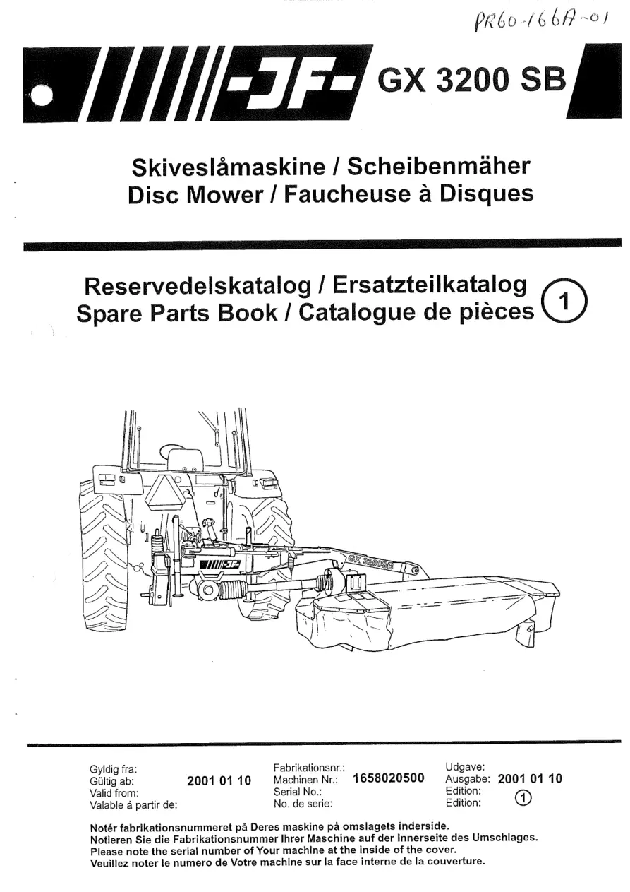 JF Stoll Gx 3200 Sb Mower Parts Manual