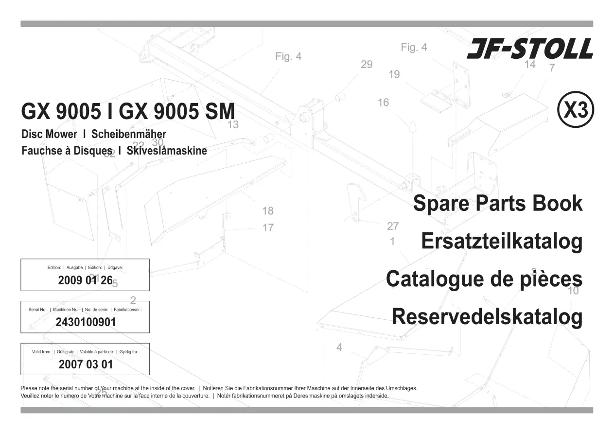 JF Stoll Gx 9005 Mower Parts Manual