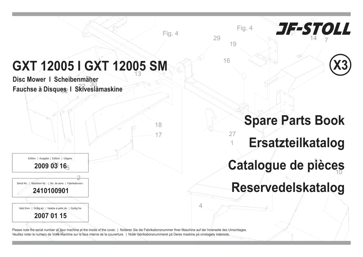 JF Stoll Gxt 12005 Mower 2007 Parts Manual