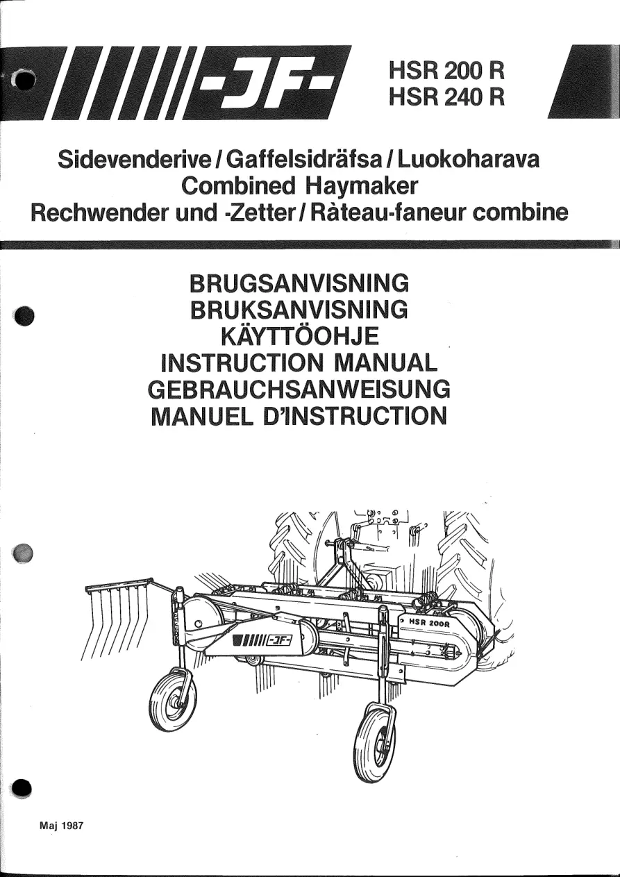 JF Stoll Hsr 200 240 R 1987 Operators Manual