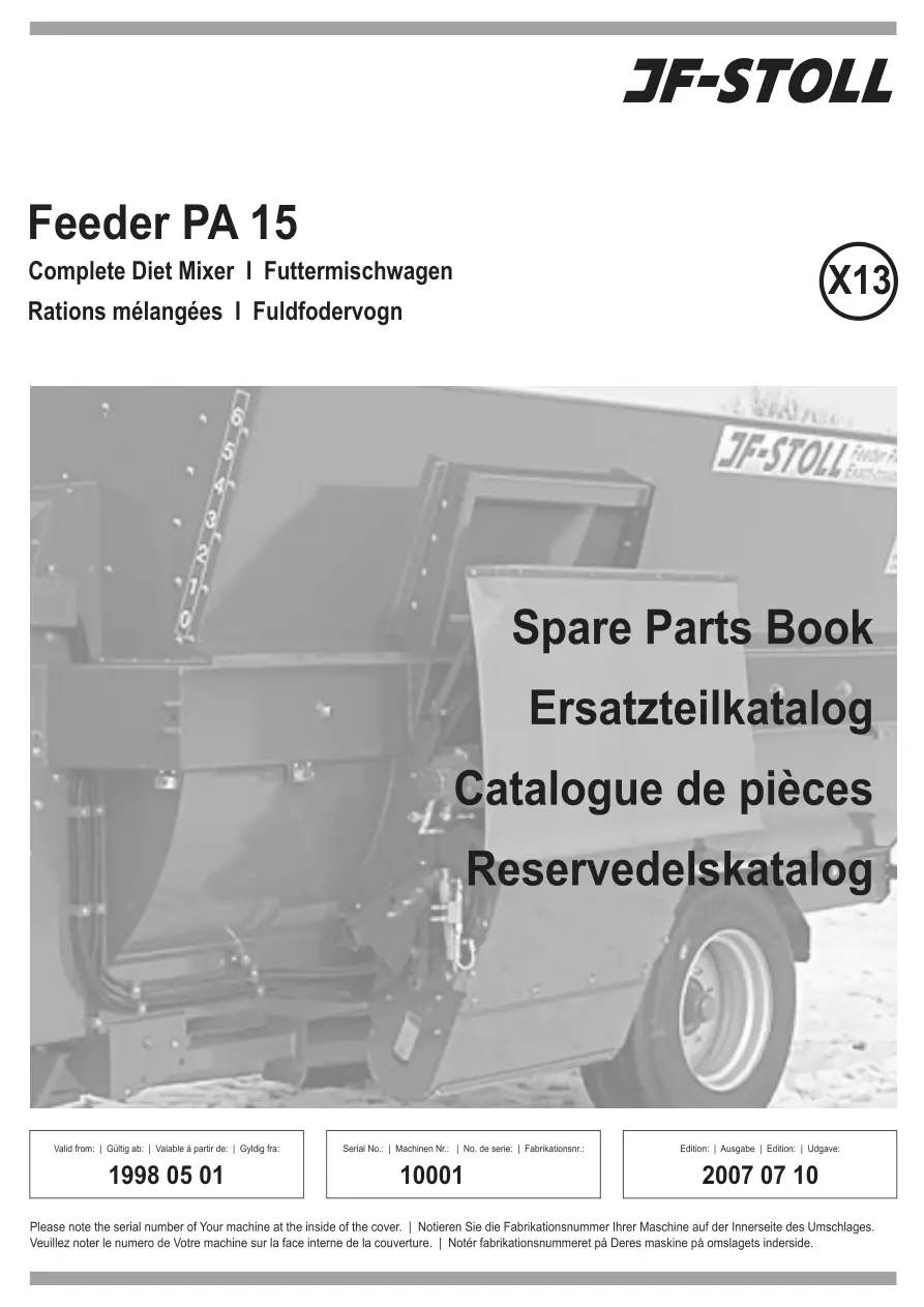 JF Stoll Pa15 Parts Manual