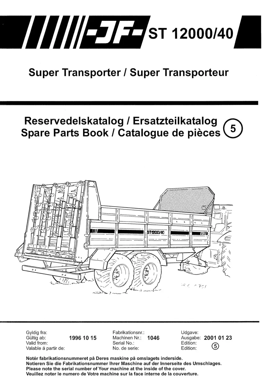 JF Stoll St 12000 40 Parts Manual