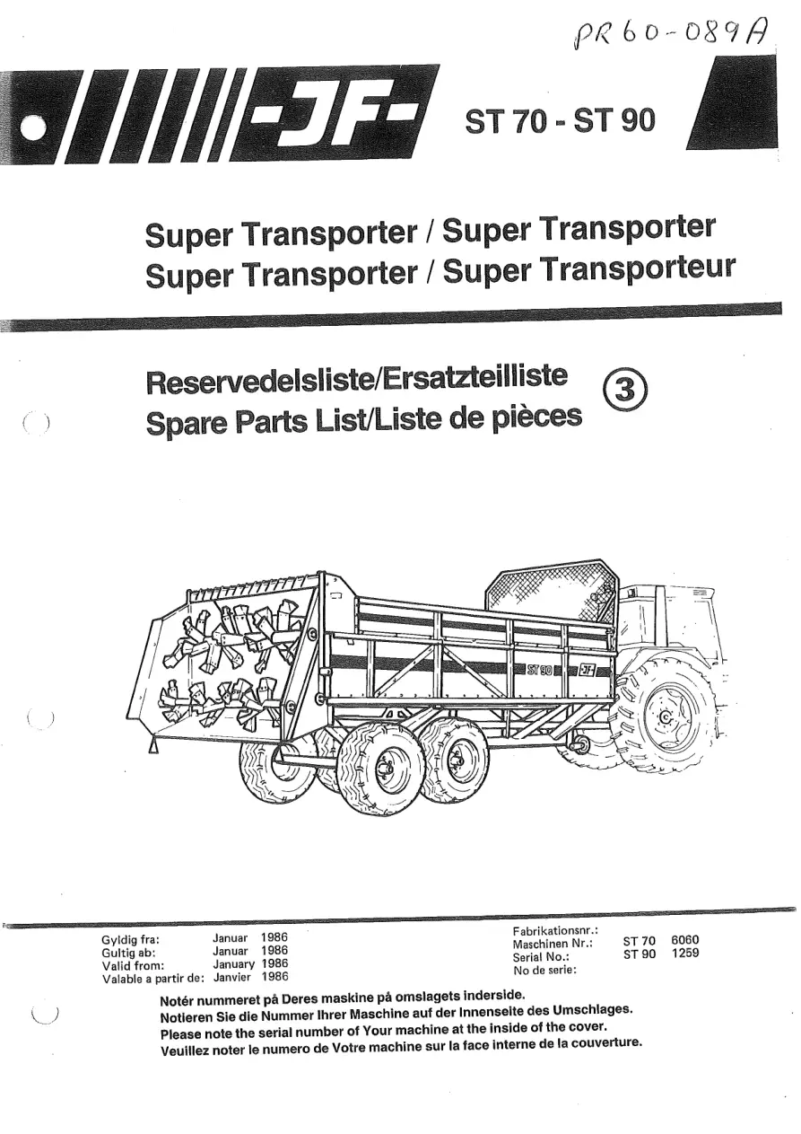 JF Stoll St 70 90 Parts Manual