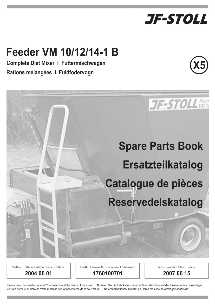 JF Stoll Vm 10 12 14 1B X5 Parts Manual