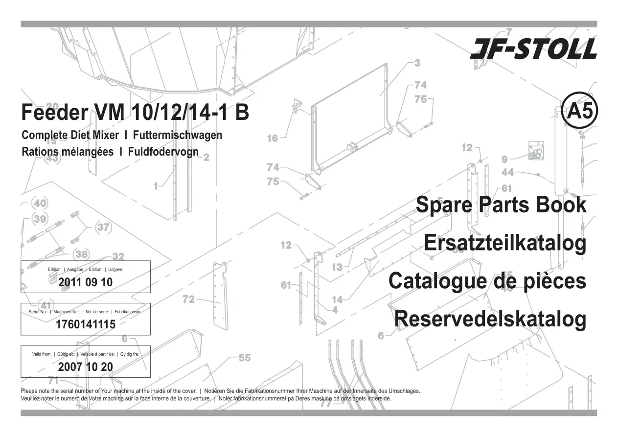 JF Stoll Vm 10 12 14 B 2011 2011 Parts Manual