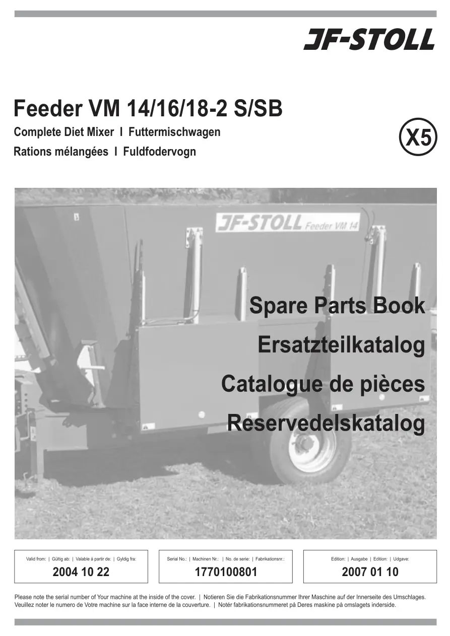JF Stoll Vm 14 16 18 2 S Sb Parts Manual