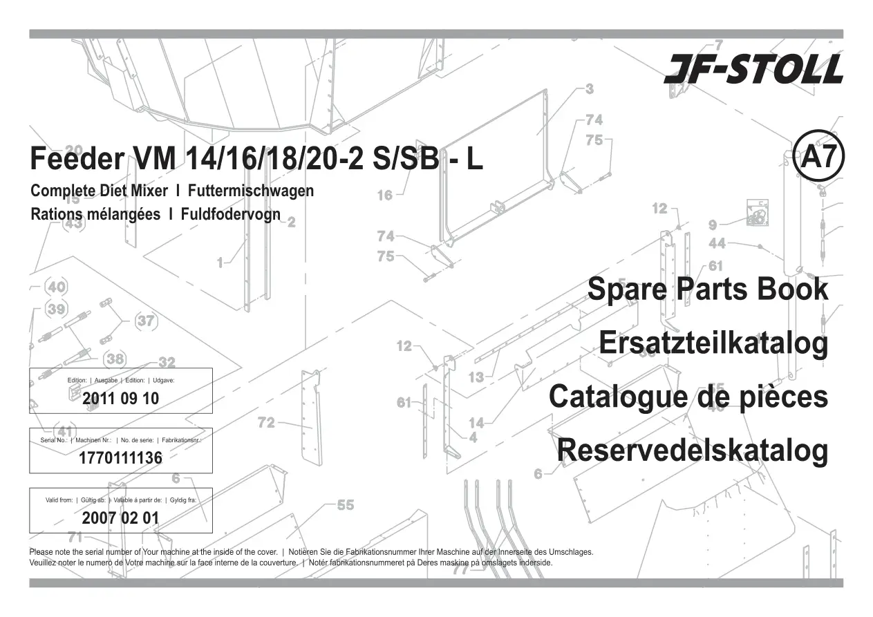 JF Stoll Vm 14 16 18 20 2S Sb L 2007 2007 Parts Manual