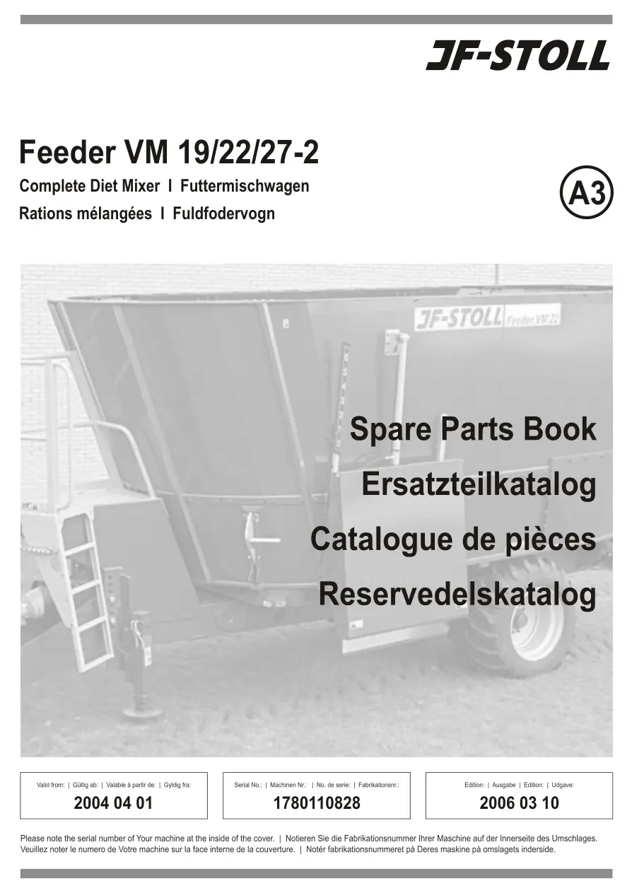 JF Stoll Vm 19 22 27 2 2004 2004 Parts Manual