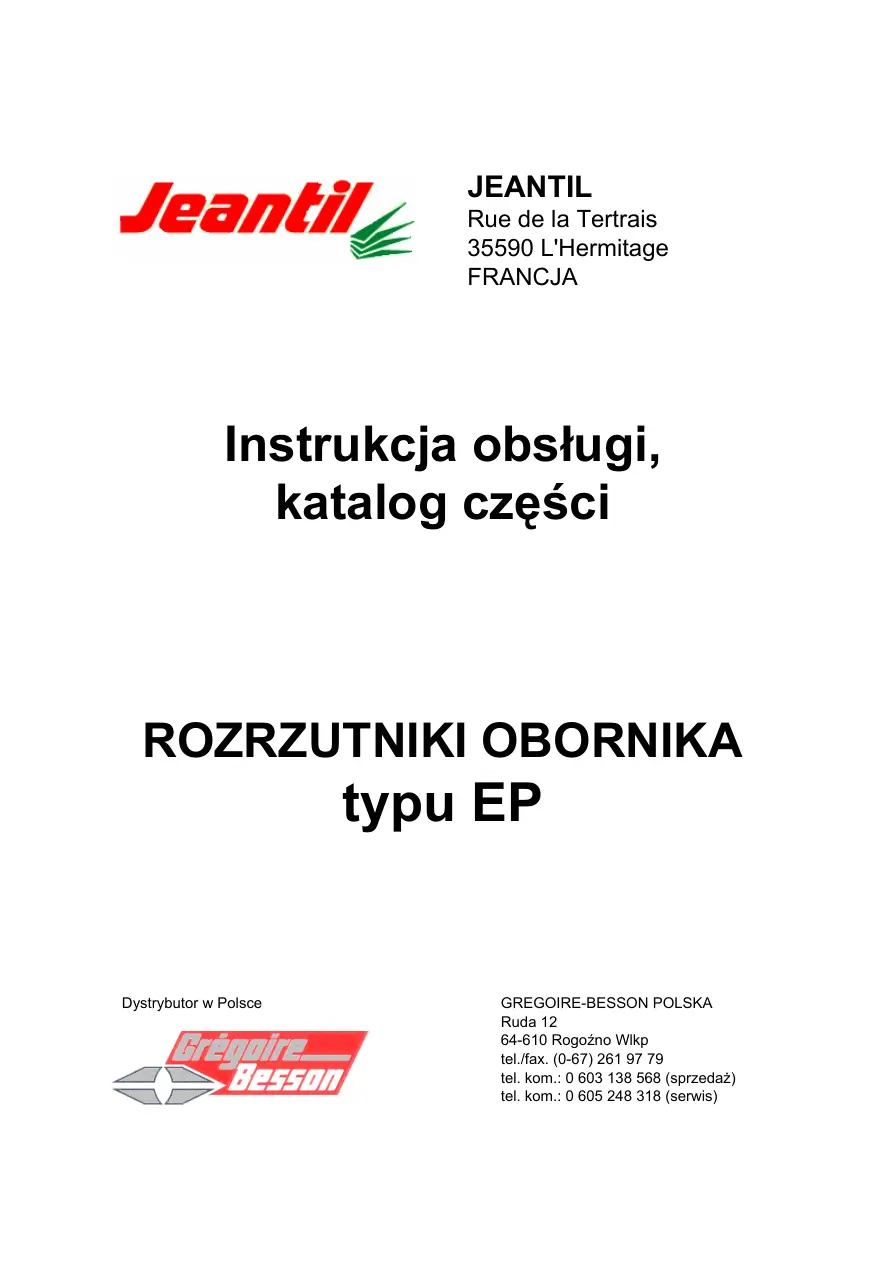 Jeantil Ep Parts Manual