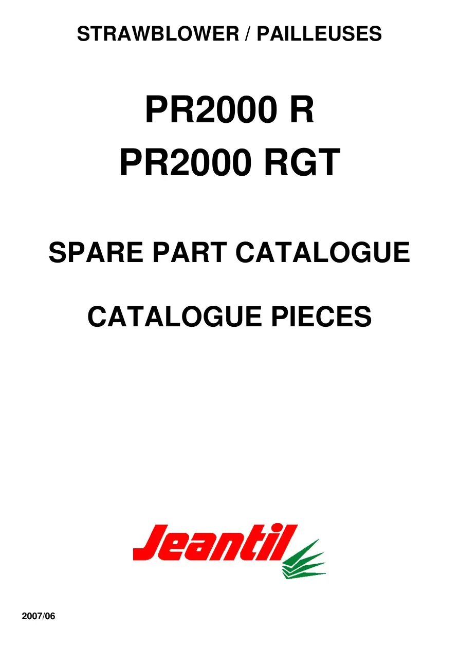 Jeantil Pr2000 2000 Parts Manual