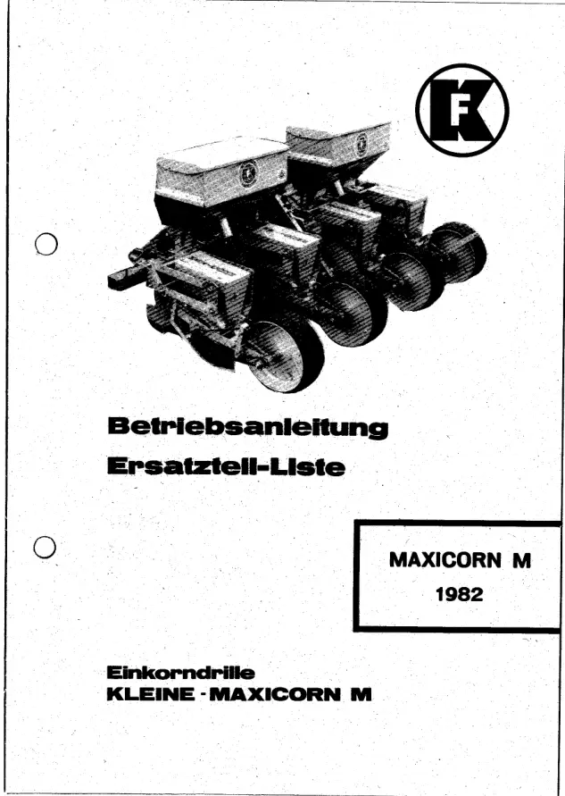 Kleine Franz Maxicorn M 1982 Parts Manual