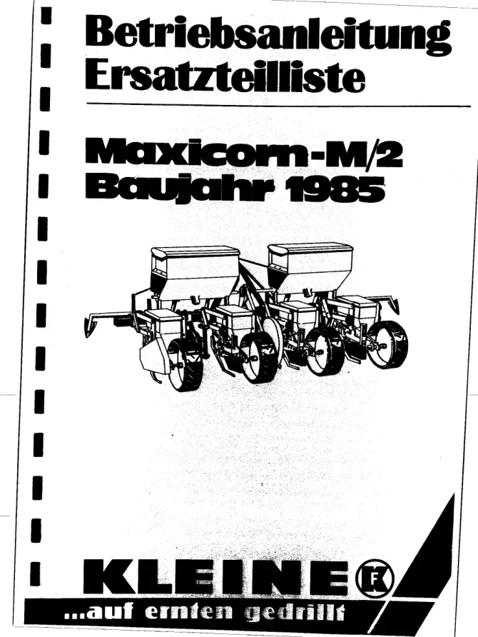 Kleine Franz Maxicorn M2 1985 Parts Manual