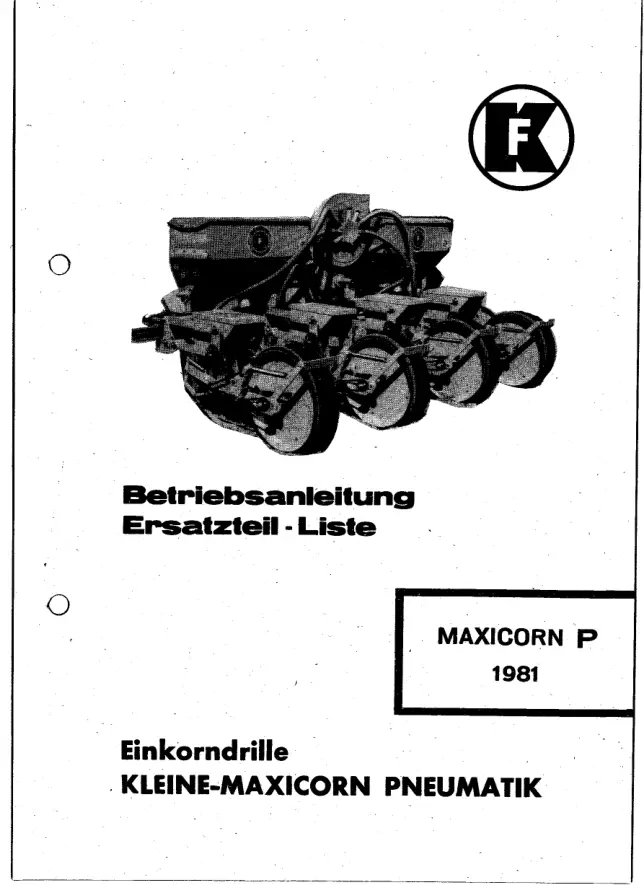 Kleine Franz Maxicorn P 1981 Parts Manual