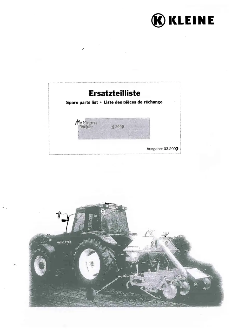 Kleine Franz Maxicorn S 2000 2000 Parts Manual