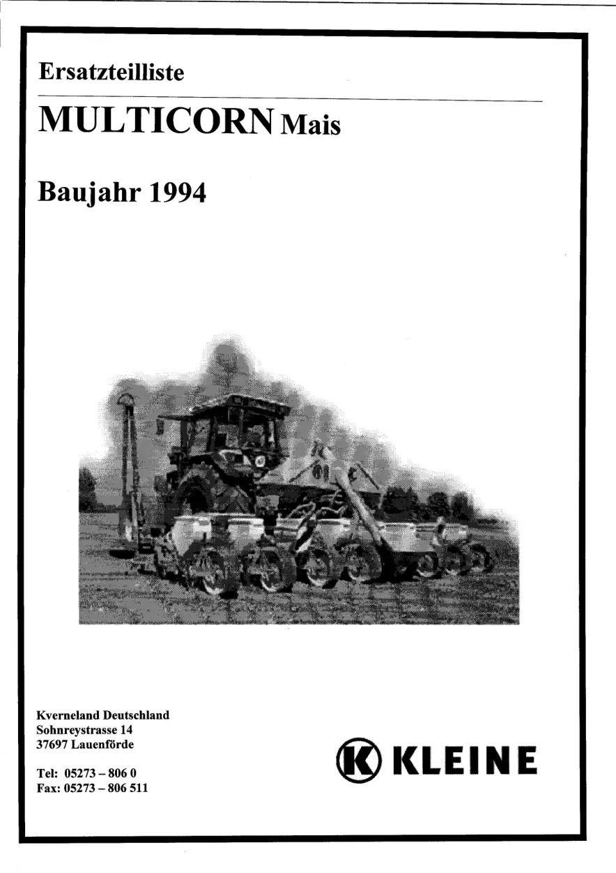 Kleine Franz Multicorn 1994 Parts Manual