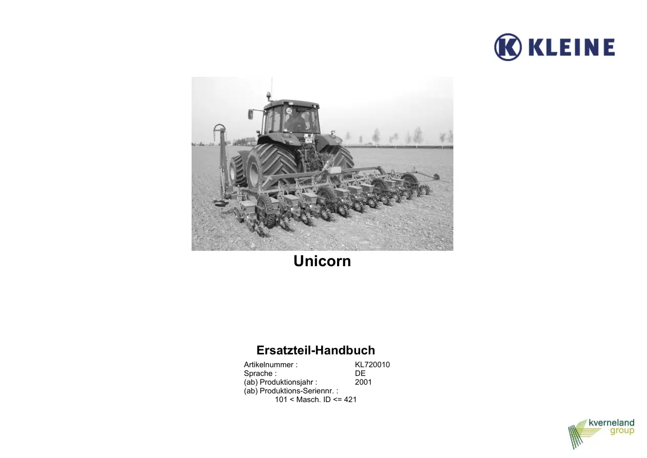 Kleine Franz Unicorn 2 2001 Parts Manual