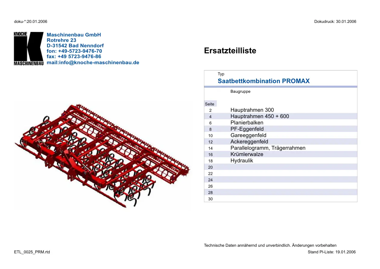 Knoche Promax Parts Manual