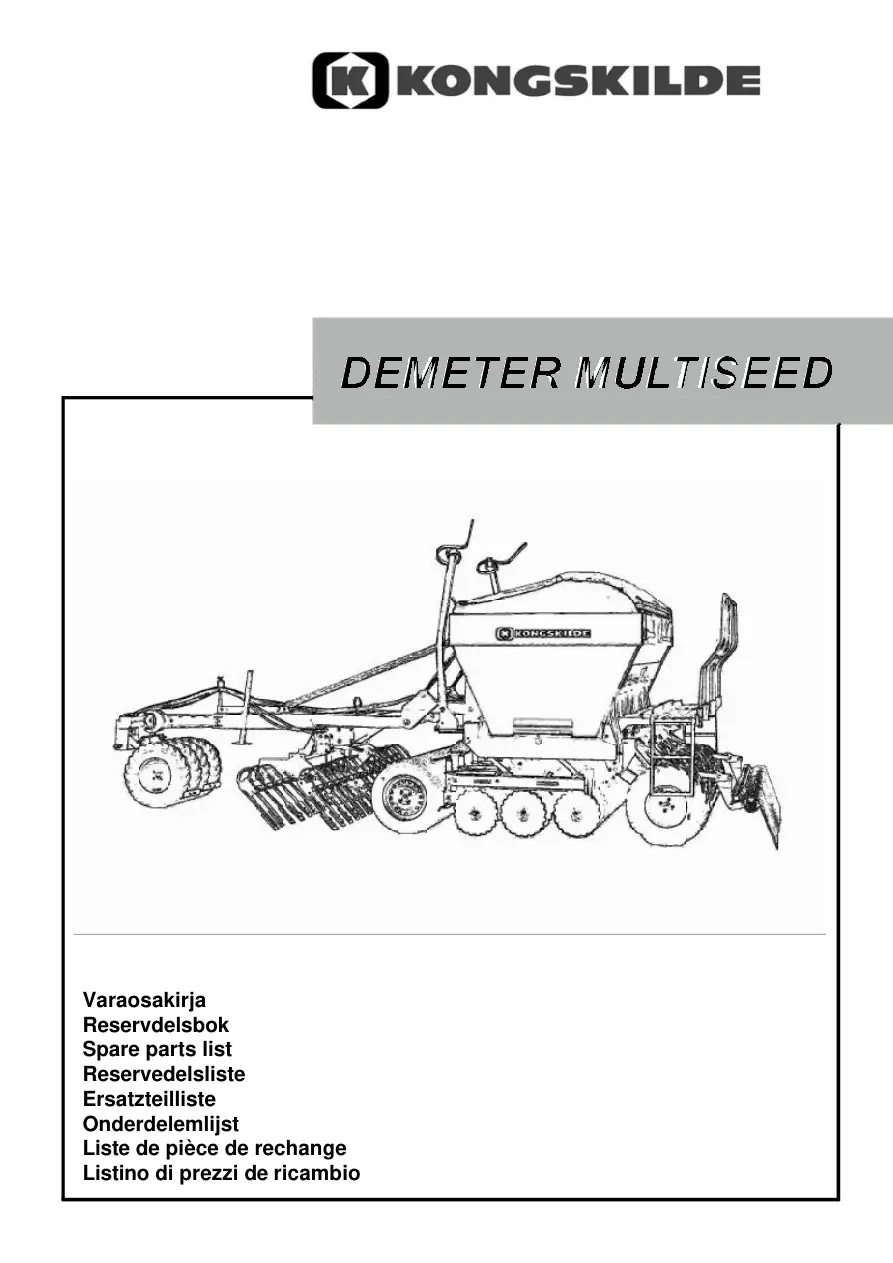 Kongskilde Demeter Multiseed Parts Manual
