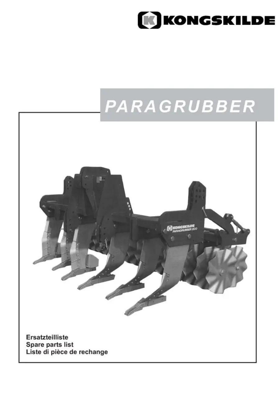 Kongskilde Paragrubber Parts Manual