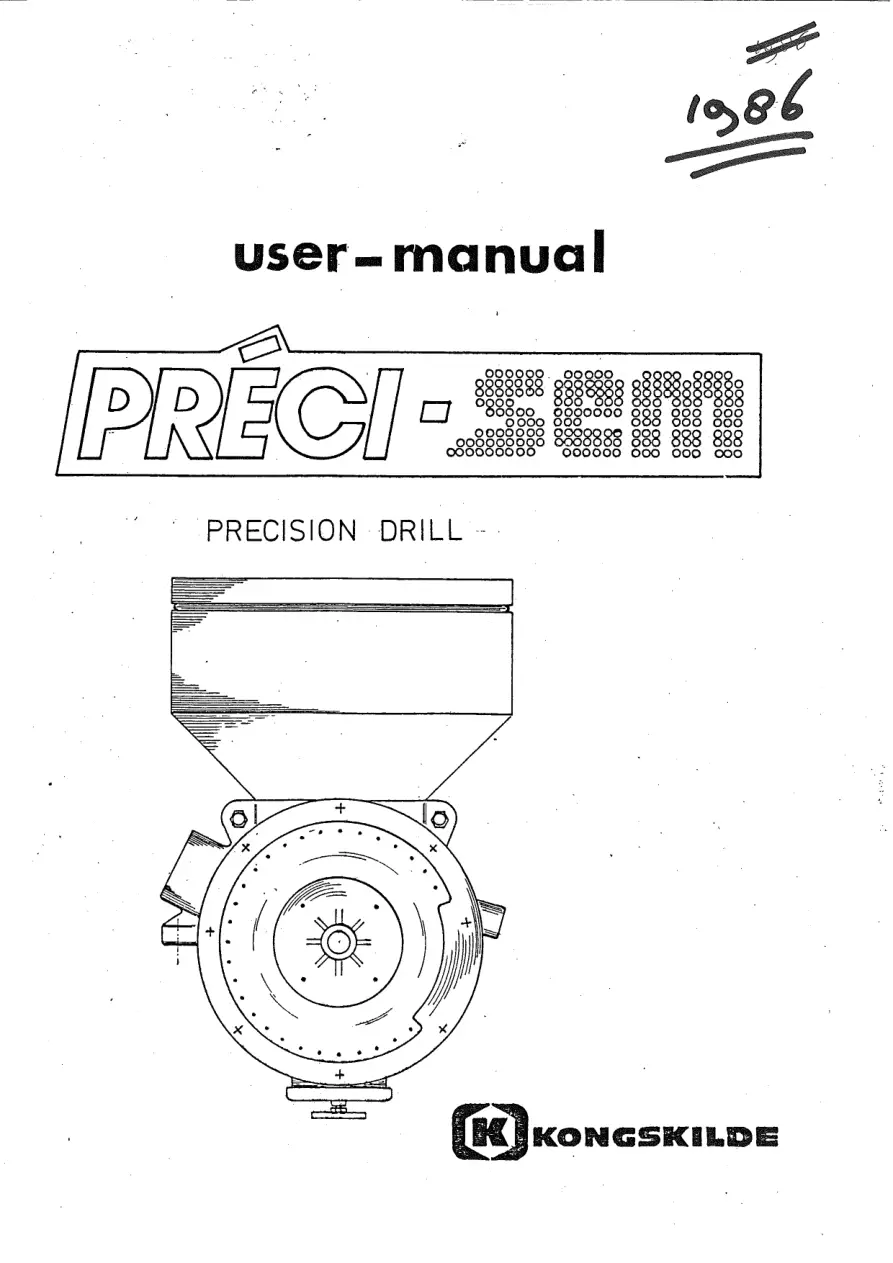 Kongskilde Preci Sem 1986 1986 Parts Manual