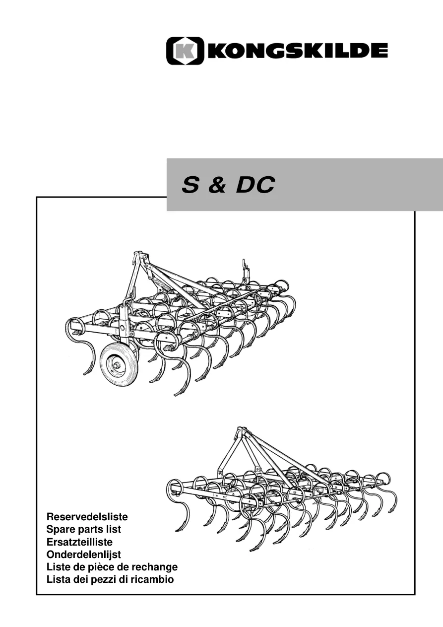 Kongskilde S&Dc Parts Manual