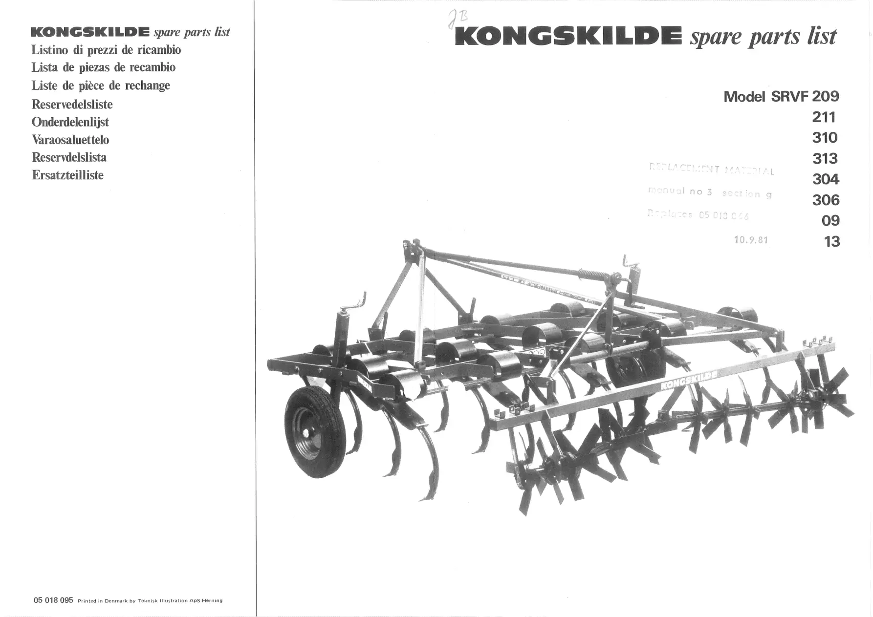 Kongskilde Srvf Parts Manual