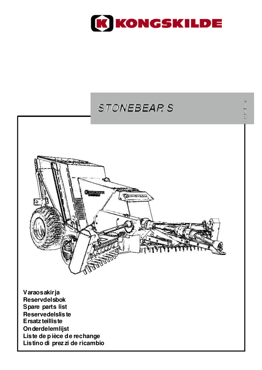 Kongskilde Stonebear S Parts Manual