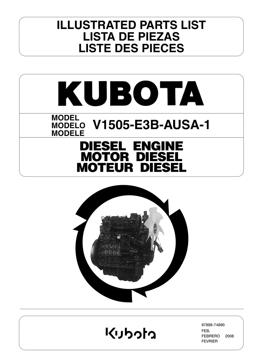 AUSA Kubota V1505 E3B 1 2008 Parts Manual