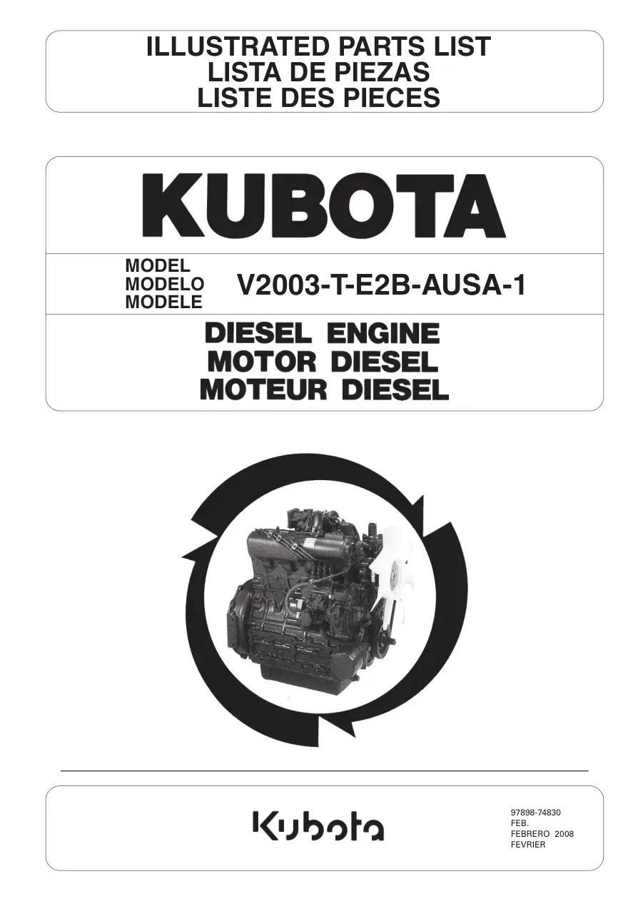 AUSA Kubota V2003 T E2B 1 2008 Parts Manual