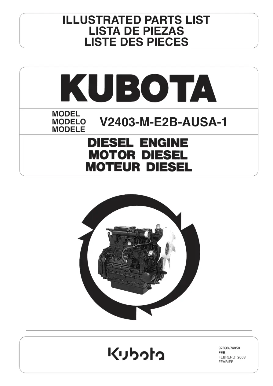 AUSA Kubota V2403 M E2B 1 2008 Parts Manual