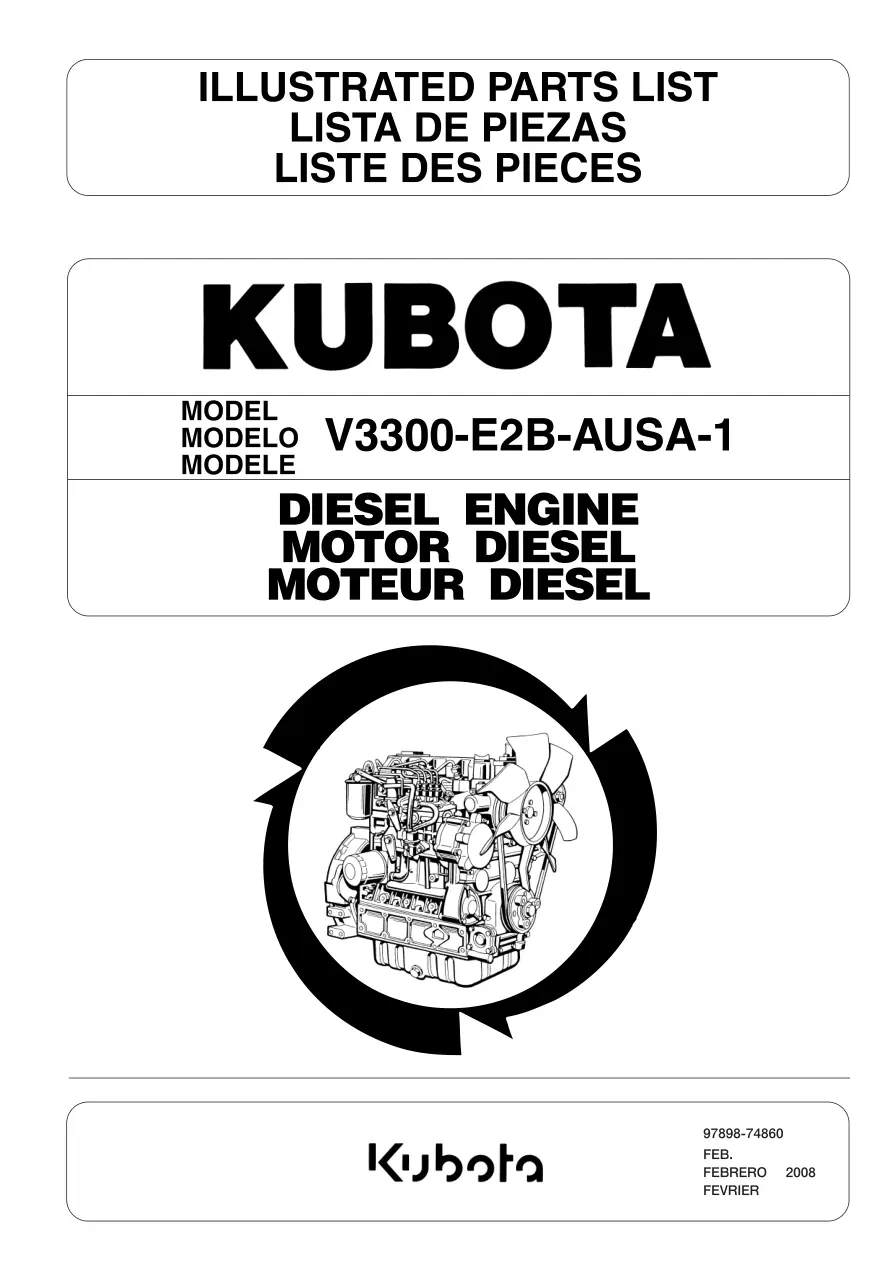 AUSA Kubota V3300 E2B 1 2008 Parts Manual