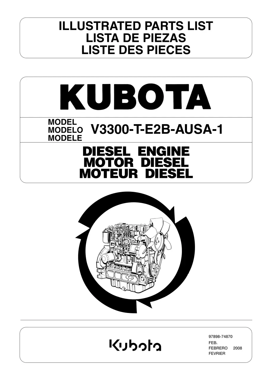 AUSA Kubota V3300 T E2B 1 2008 Parts Manual