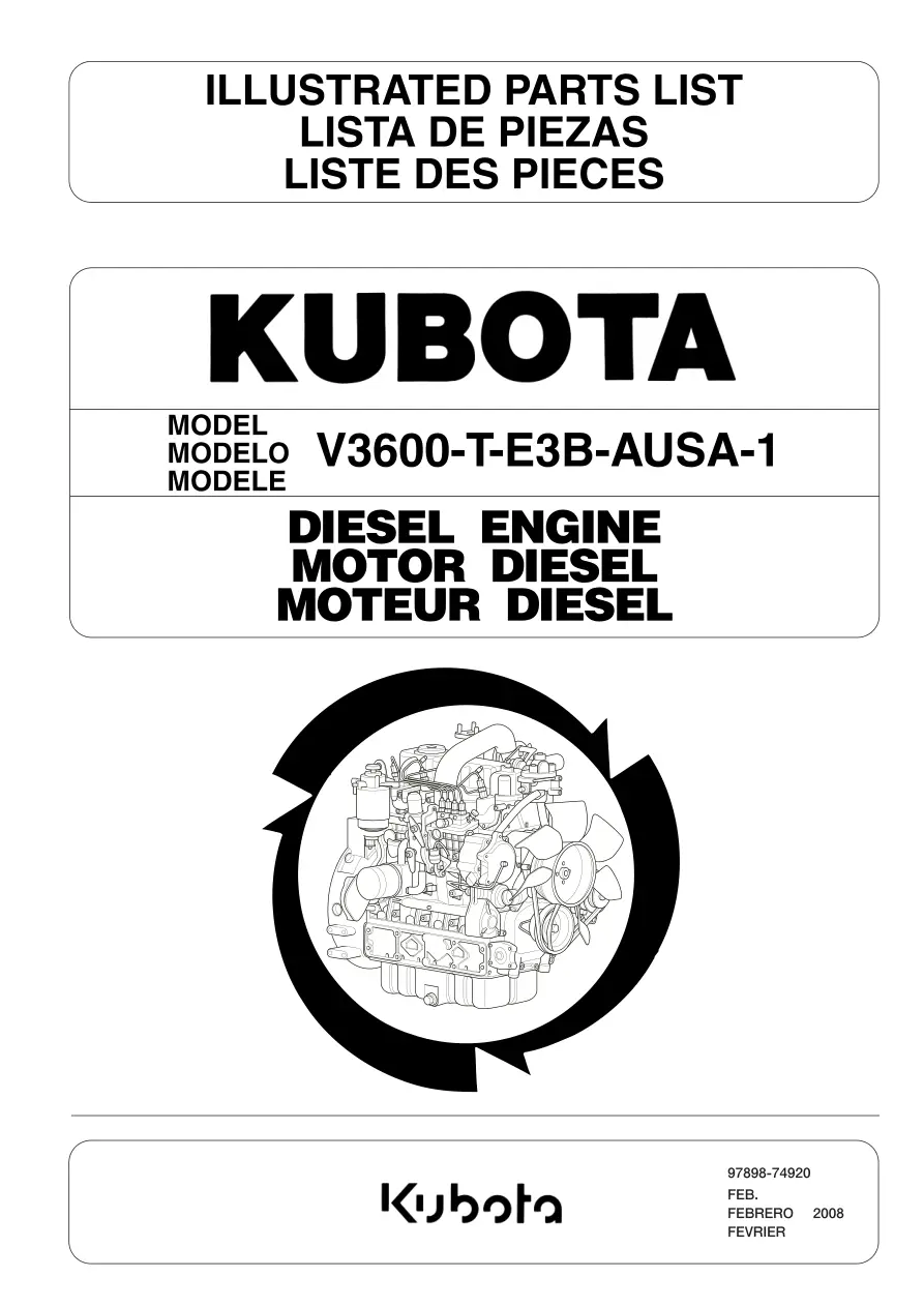 AUSA Kubota V3600 T E3B 1 2008 Parts Manual