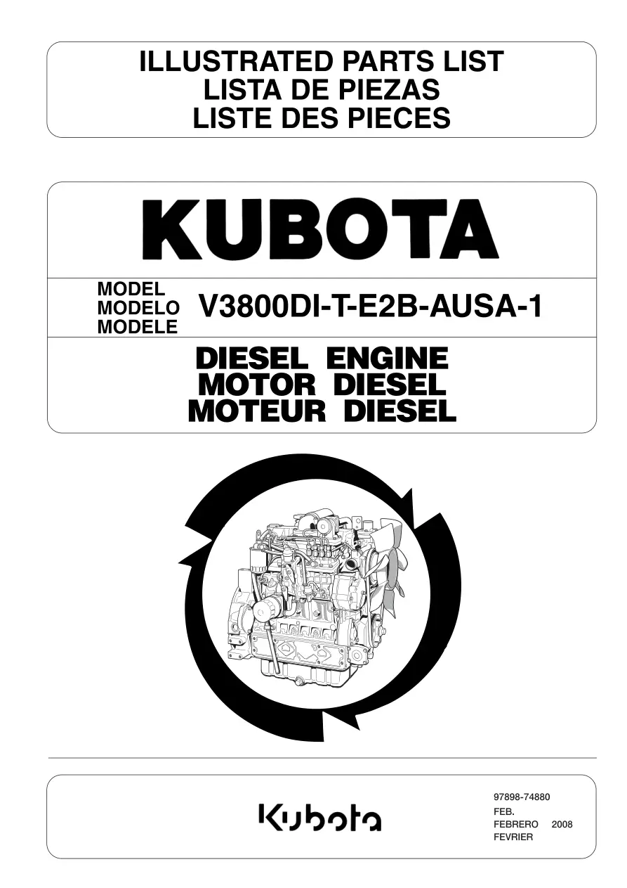 AUSA Kubota V3800 Di T E2B 1 2008 Parts Manual