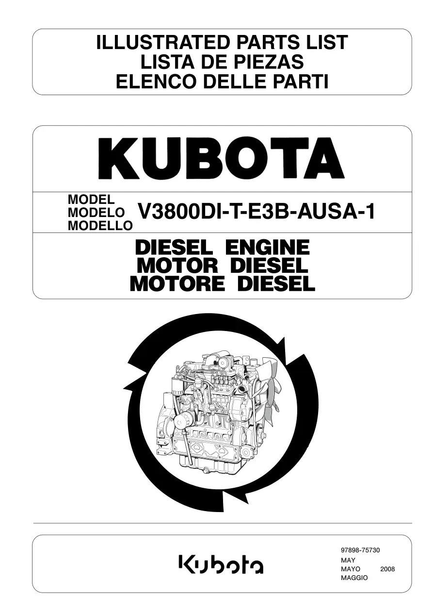 AUSA Kubota V3800Di T E3B 1 2008 Parts Manual