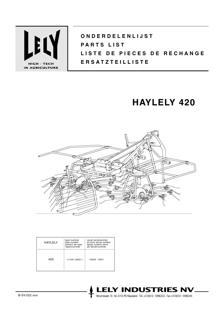 Lely 420 Parts Manual