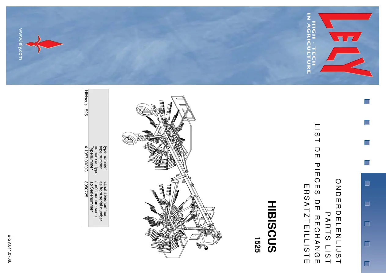 Lely Hibiscus 1525 Parts Manual
