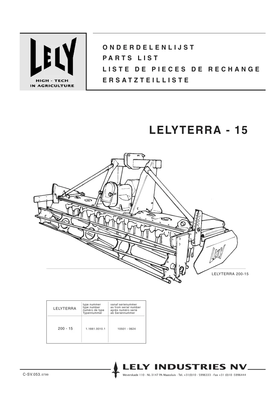 Lely terra 15 Parts Manual