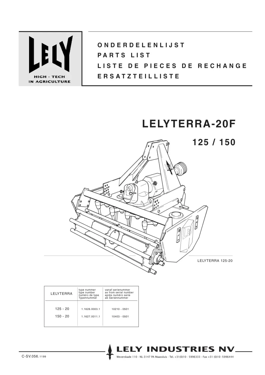 Lely terra 20F 125 150 Parts Manual