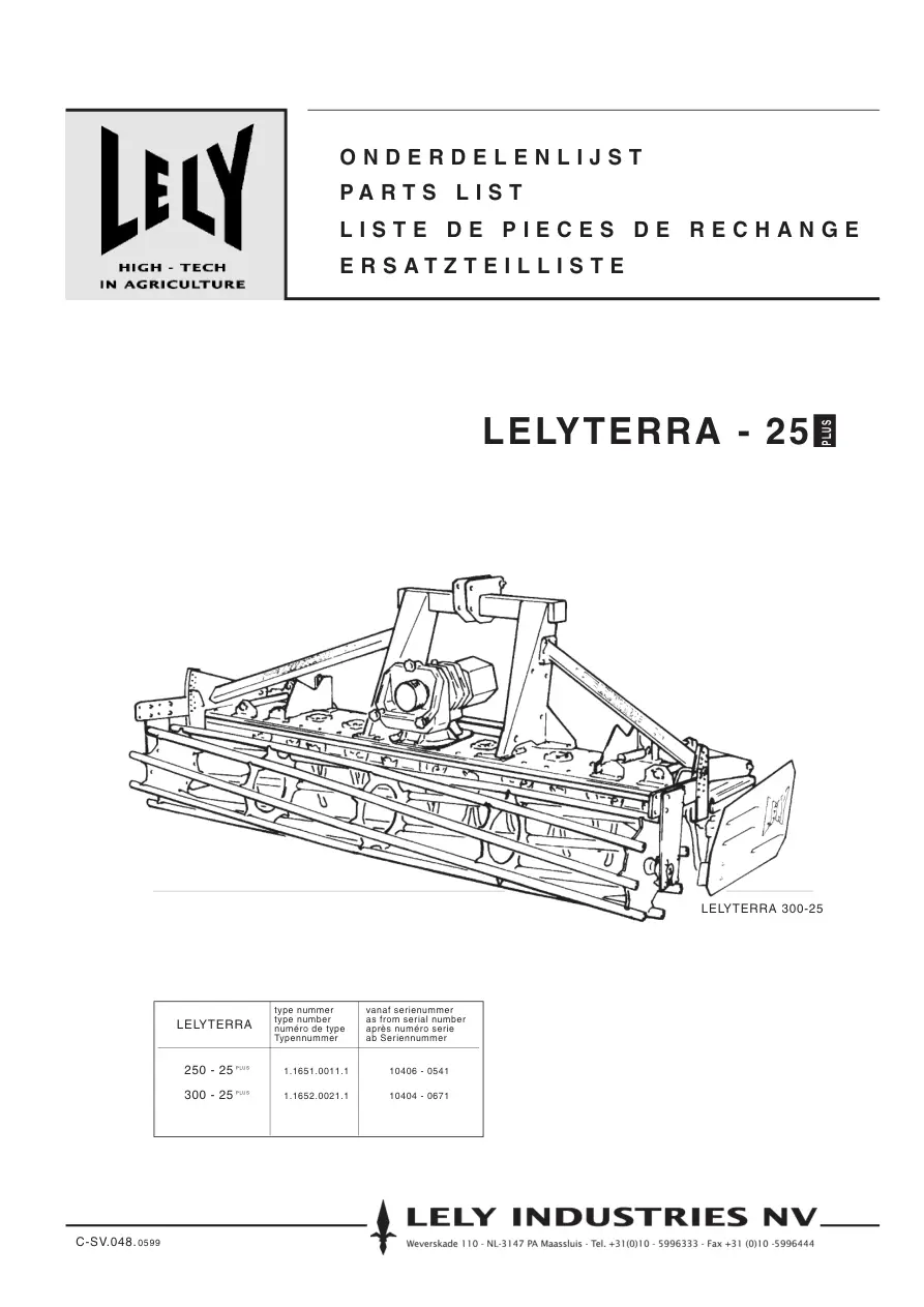 Lely terra 25 Parts Manual