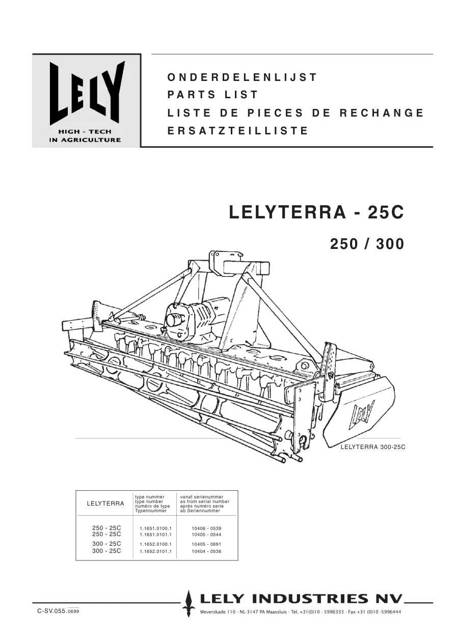 Lely terra 25C 250 300 Parts Manual