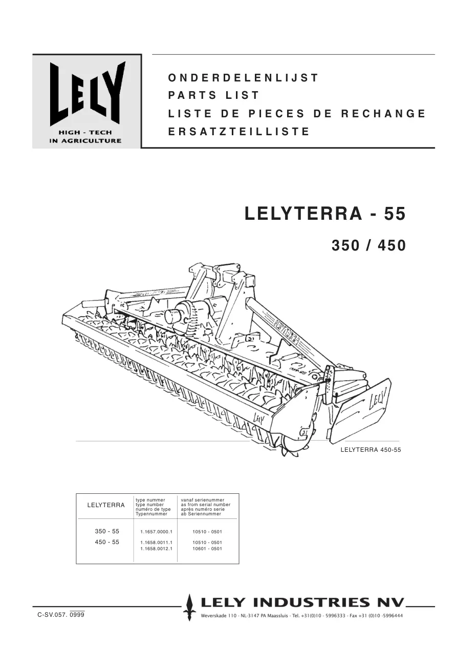 Lely terra 55 350 450 Parts Manual