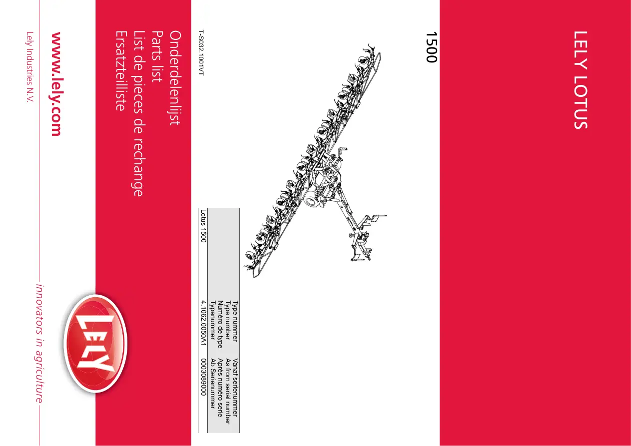 Lely Lotus 1500 Parts Manual