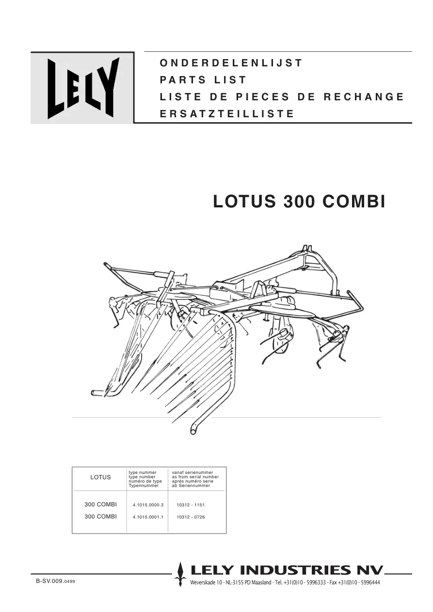 Lely Lotus 300 Parts Manual