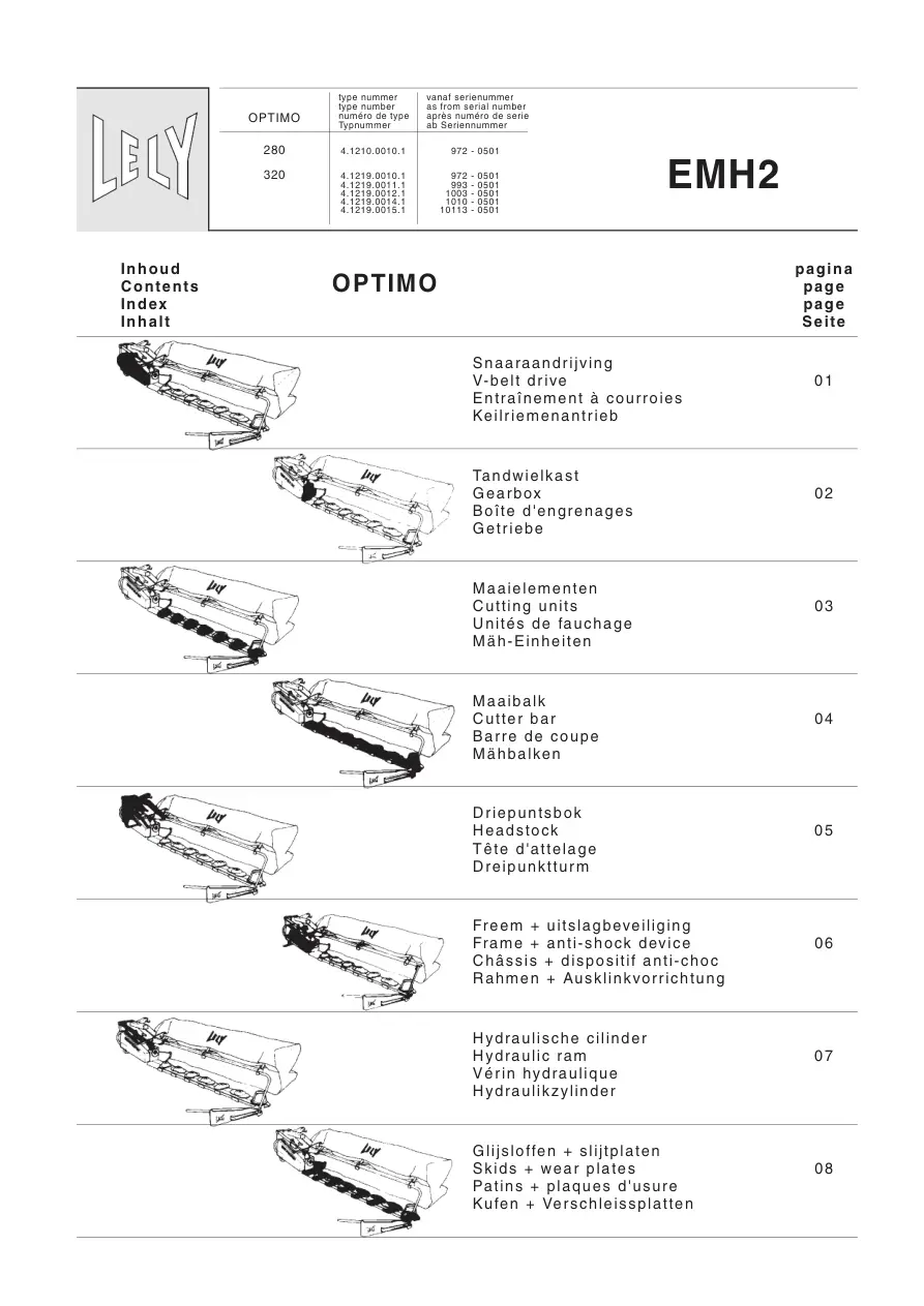 Lely Optimo 280 320 Emh2 Parts Manual