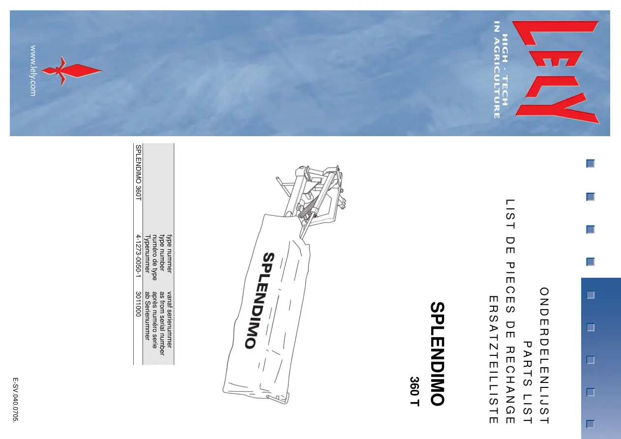 Lely Splendimo 360 T Parts Manual