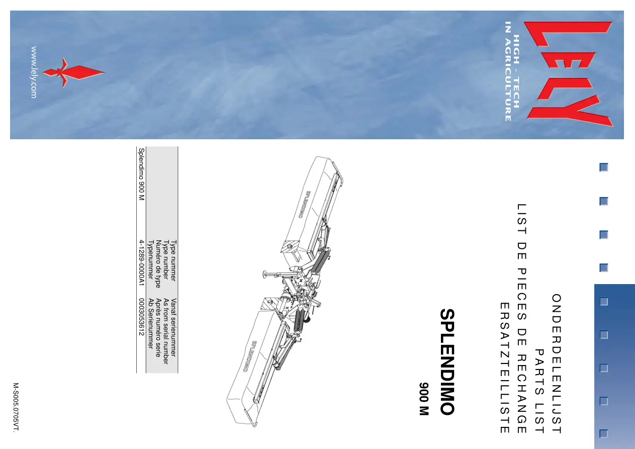 Lely Splendimo 900 M Parts Manual
