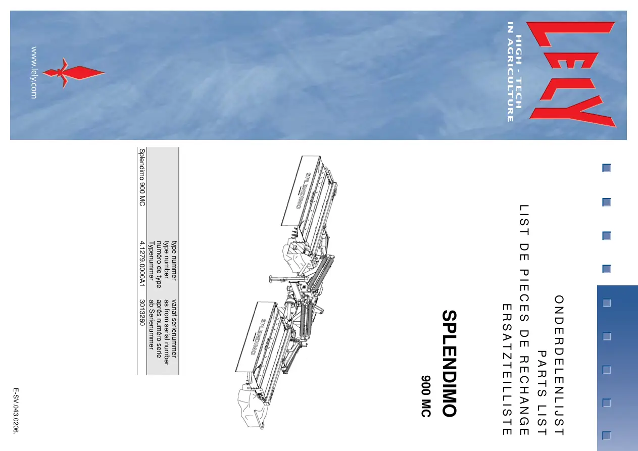 Lely Splendimo 900 Mc Parts Manual